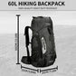 King'sGuard 60L Hiking Backpack Lightweight Camping Backpack with Rain Cover Large Waterproof Packable Outdoor Trekking Travel Backpack for Men Women (Black) - Roamly