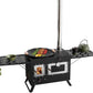 Large Outdoor Camping Cooking Stove with Oven Portable Hot Tent Stove with Pellet Bin Burner Chimney