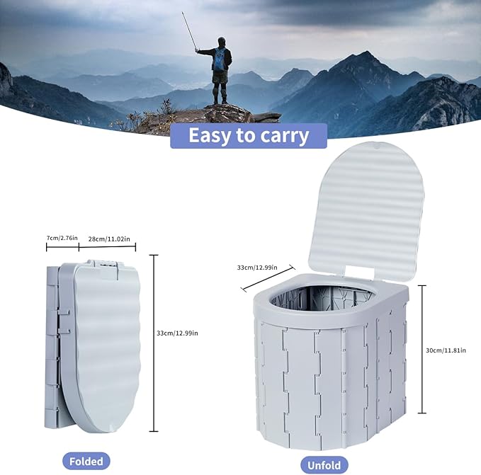 Portable Toilet Kit, Camping Toilet with Pop-Up Privacy Tent Toilet Bags, Washable Portable Outdoor Showers Changing Rooms