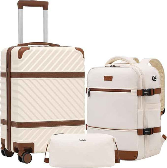 Coolife Luggage Set Suitcase Carry On Luggage PC Hardshell Luggage TSA Lock Spinner Wheels Telescopic Handle