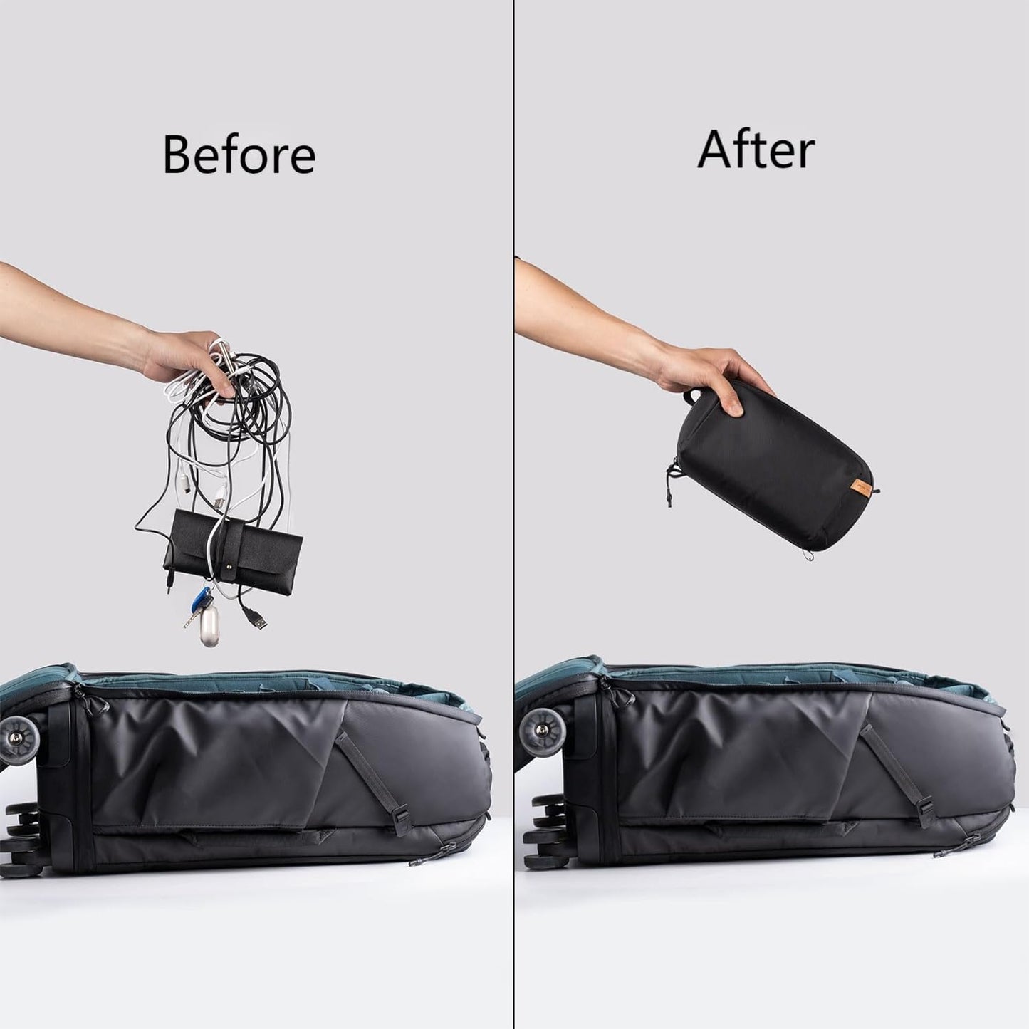 PGYTECH Travel Tech Organizer, Waterproof Tech Pouch, Electronics Accessories Organizer Travel Carrying Case, Cable Organizer Bag for Cables, Cord, Phone Batteries, Charger,Photography SD Card, Grey