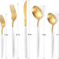 Matte White Gold Silverware Set, 20-Piece Stainless Steel Flatware Set, Satin Finish tableware Cutlery Set, Service for 4, Home and Restaurant, Dishwasher Safe