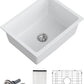 Dcolora 22 Inch Undermount Wet Bar Sink Single Bowl Modern Kitchen Sink White Granite Composite Deep Prep Small Sinks 22"×17"×9",DC-GUW003