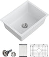 Dcolora 22 Inch Undermount Wet Bar Sink Single Bowl Modern Kitchen Sink White Granite Composite Deep Prep Small Sinks 22"×17"×9",DC-GUW003