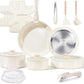 Chef Power Ceramic Cookware Set Non Toxic with Detachable Handles, Healthy Nonstick Pans and Pots Set 19 Pcs, Induction Dishwasher Oven Safe Kitchen Set, PFAS PFOA & PTFE Free, Cream White