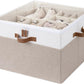 StorageWorks Shoe Organizer for Closet, Fits up to 16 Pairs, Shoe Cubby Storage Containers with Adjustable Dividers and Clear Cover, Brown & White