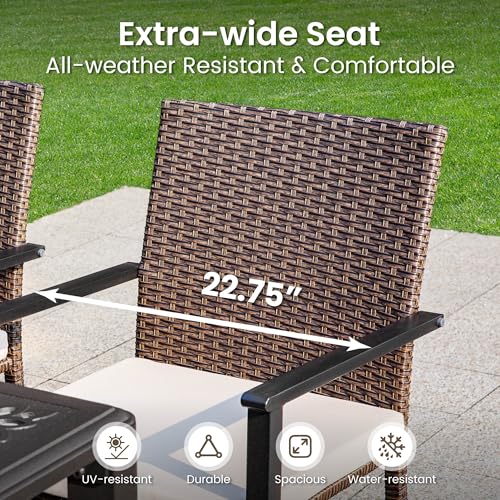 Wicker Patio Dining Chairs Set of 2 with Removable Cushions (2 Count)