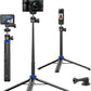 Selfie Stick Tripod for Gopro Camera, 62" Extendable Tripod Stand with 360° Ball Head 1/4" Screw, Portable Lightweight Camera Tripod for GoPro Max Hero 11 10 9 8 7 6 5 DJI OSMO Action Camera