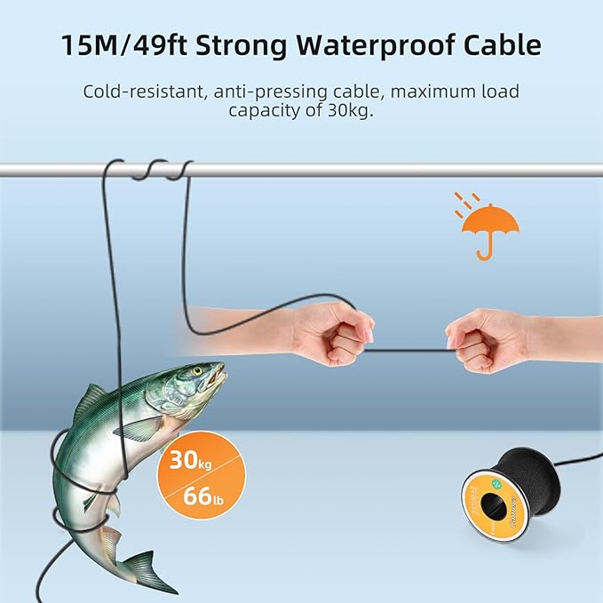 Eyoyo Underwater Fishing Camera 7 inch LCD Monitor Fish Finder Waterproof 1000TVL Fishing Camera 12pcs Infrared Lights for Lake, Boat, Ice Fishing