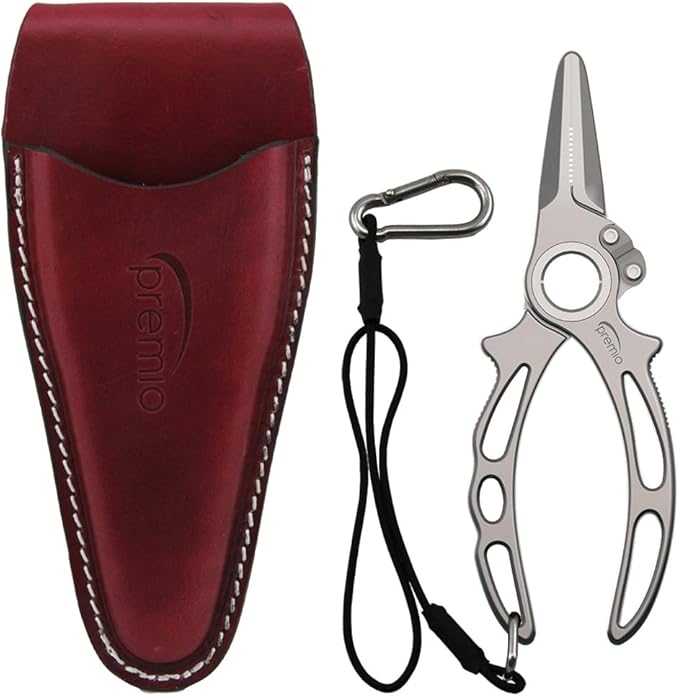 danco Premio Titanium Fishing Pliers, with Lanyard & Leather Sheath, Saltwater-Resistant Pliers for Offshore and Inshore Anglers, Multiple Sizes and Colors Available
