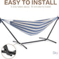 PNAEUT Double Hammocks with Stand for Outside, Portable Space Saving Heavy-Duty Steel Stand for Indoor Outdoor Patio with Carrying Bag, 450 lbs Capacity (Sky)