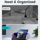 CREATIVE DESIGN 50W 6 Ports Multi Charger Station with 6 Charging Cables, USB Charging Dock for Multiple Devices, Compatible with Cellphone iPad Kindle Tablet and Other Electronic Devices