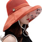 Women Wide Brim Sun Hats Metal Wired Edge Summer UV Protection Beach Fishing Hat for Hiking Garden Travel Chin Strap