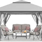 CROWN SHADES 13x13 Pop Up Gazebo, Canopy Tent, Gazebos on Clearance - Outdoor Gazebo for Backyard & Patio Furniture - Carpa Pop Up Tent with Wheeled STO-N-Go Cover Bag (Grey)