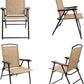 Devoko Patio Folding Chair Deck Sling Chair Camping Garden Pool Beach Using Chairs Space Saving Set of 2 (Beige)