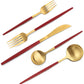 Matte Red Gold Silverware Set, 20-Piece Stainless Steel Flatware Set, Satin Finish tableware Cutlery Set, Service for 4, Home and Restaurant, Dishwasher Safe