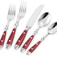 20-Piece Silverware Set for 4, High-end Everyday Flatware Set, Red Handles Cutlery Set, Retro Stainless Steel Forks and Spoons, Mirror Finished Utensil for Home Restaurant, Dishwasher Safe