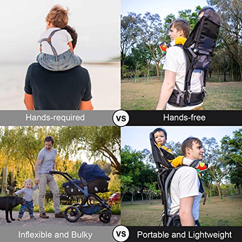 Baby Shoulder Carrier Baby Hiking Backpack Carrier with Rain Cover Sun Shade for Child Safe Backrest and Toddler Ergonomic Seat Holds 40 Pound for Children Between 6 Months