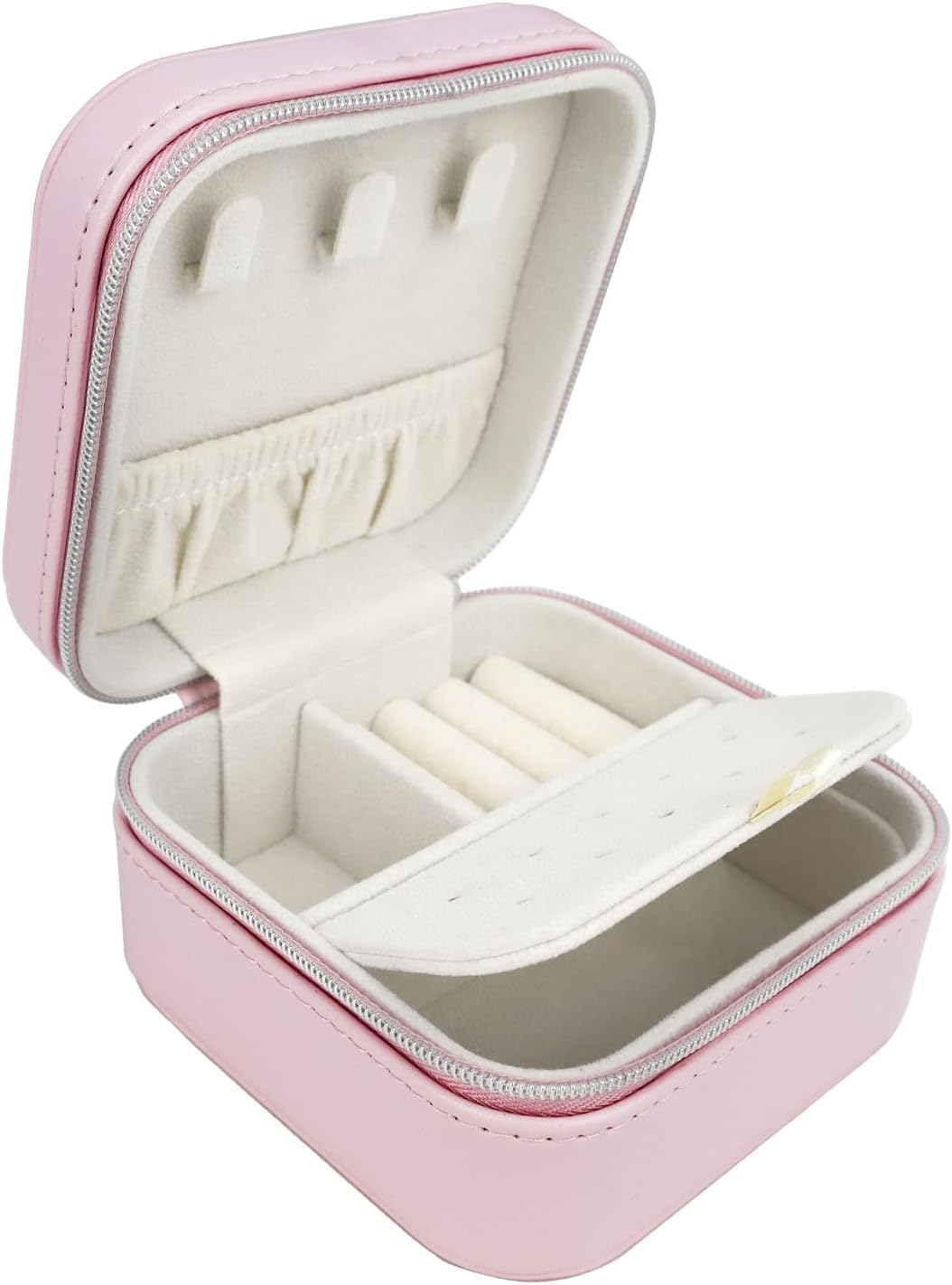 Travel Small Portable Mini Jewelry Box for Rings Earrings Necklaces and Lipstick Pink