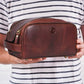 10" Premium Leather Toiletry Travel Pouch With Waterproof Lining | King-Size Handcrafted Vintage Dopp - Kit By Aaron Leather Goods (Dark Brown) - Roamly