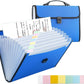 12 Pockets Letter Size/A4 Accordion File Organizer with Handle, TRANBO Expanding File Folder, Portable Paper Organizer, Expandable Plastic Document Organizer for Travel School Office - Blue