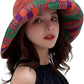 Women Wide Brim Sun Hats Metal Wired Edge Summer UV Protection Beach Fishing Hat for Hiking Garden Travel Chin Strap