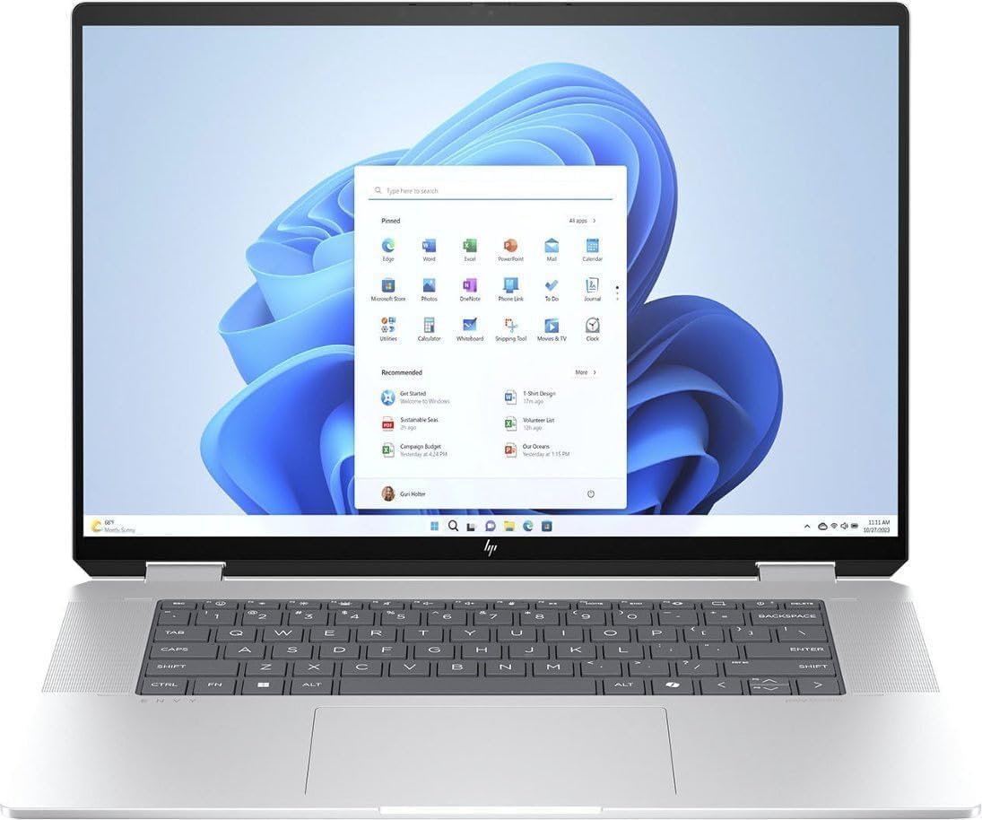 HP Envy x360 2-in-1 AI PC Laptop | 16" WUXGA IPS Touch | Intel 12-core Ultra 5 125U (>i7-1335U) | 16GB DDR5 1TB SSD Backlit Thunderbolt USB-C Poly Studio Privacy Camera Win11Pro Silver + HDMI Cable