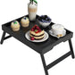 Bed Tray Table with Folding Legs,Bamboo Breakfast in Bed for Kitchen Serving Tray,Sofa,Used As Laptop Desk Snack Breakfast Tray (Black, Large)