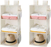 MAX Houser 3-Shelf Hanging Closet Organizers, Collapsible Closet Hanging Shelves for Camper, Nursery Hanging Organizers, Beige, 2-Pack