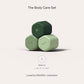 Cadence Travel Containers - Body Care Capsule Set - Magnetic Containers with Lids,Carry On Travel Essentials for Women/Men - 3 Flex Mediums (1.32oz) - Body Wash, Lotion & Sun Icon Labels - Evergreen
