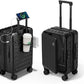 Expandable Lightweight PC Hard Shell Suitcase, 20-inch Carry On Luggage with TSA Lock, 360 Silent Spinner Wheels, Top Opening & Cup Holder - Ideal for Business Travel Suitcase (Black)
