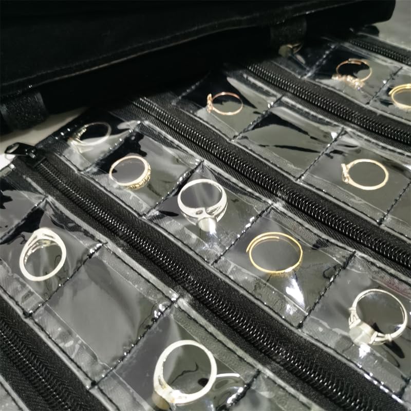 Travel Jewelry Roll Bag Portable Organizer Pouch With Grids&PVC Cover Storage Bags for Necklace