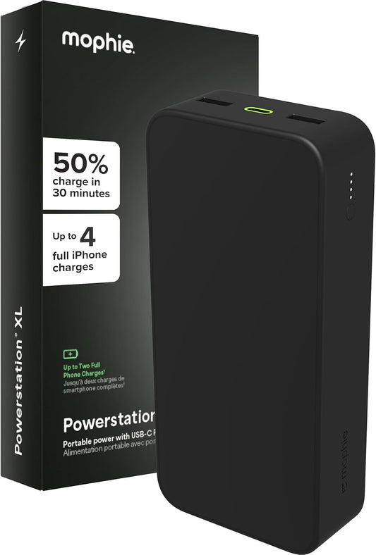 mophie Powerstation XL Power Bank 2023-20,000 mAh Large Internal Battery, (2) USB-A Ports and (1) 20W USB-C PD Fast Charging Input/Output Port, Travel-Friendly - Roamly