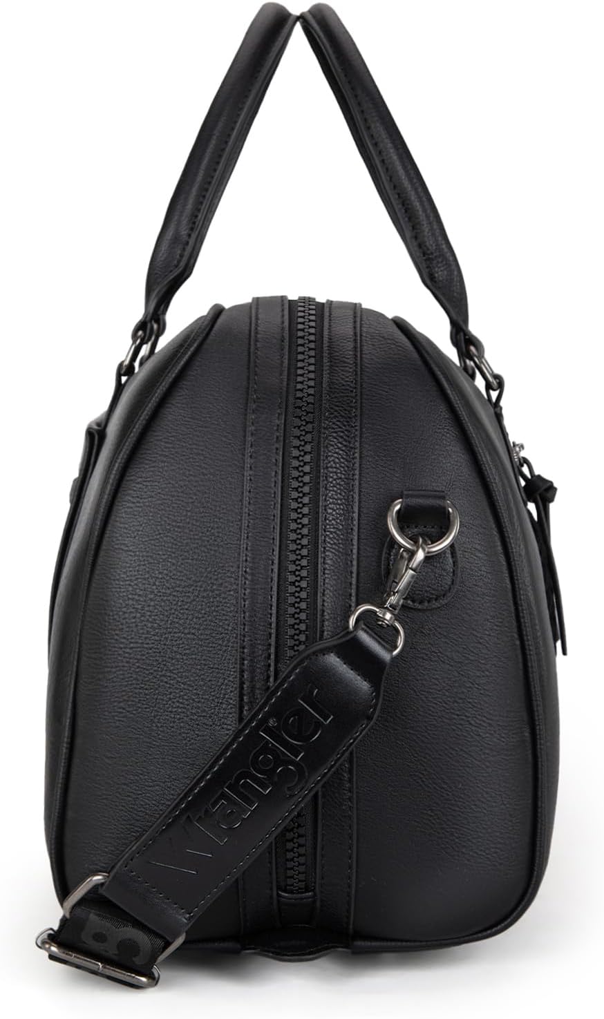 Wrangler Travel Duffel Bag Large Weekender Bag for Women Designer Carry on Overnight Bag for Trips Leather Luggage Bag Black - Roamly