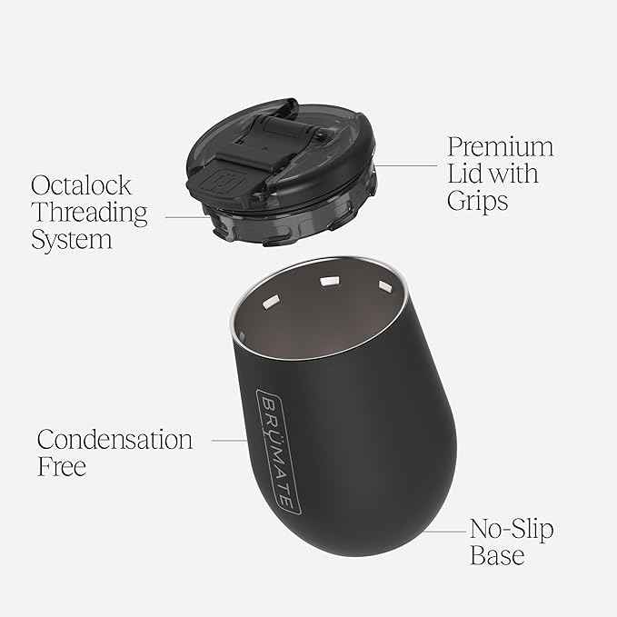 BrüMate Uncork'd 14oz 100% Leakproof Insulated Wine Tumbler | Locking Lid | Insulated Stainless Steel Wine Glass | Perfect For Travel & Outdoors | BPA-Free (Dark Aura)