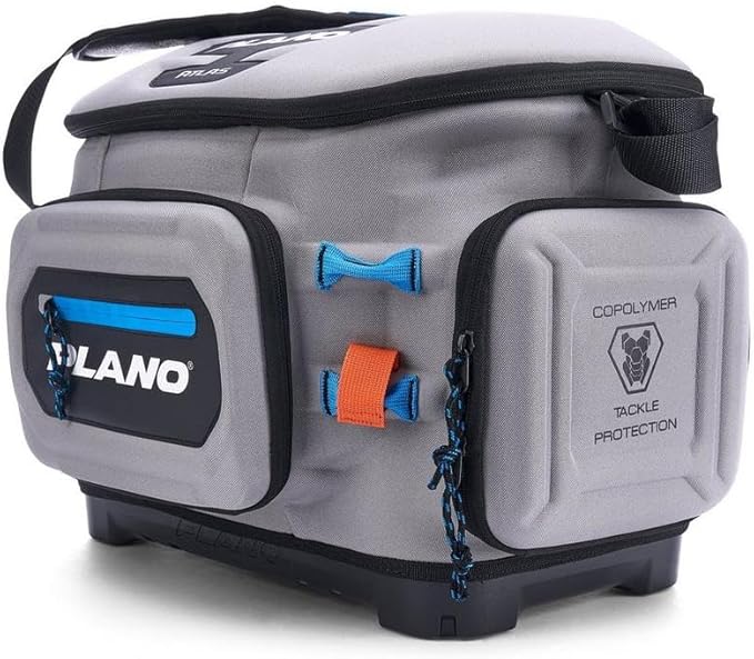Plano Atlas 3700 Tackle Bag, Premium EVA-Constructed Fishing Tackle Bag, Molded Waterproof Base, Water-Resistant Cell Phone Pocket, Magnetic Tool and Hook Holder