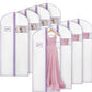 Syeeiex 60'' Garment Bags for Hanging Clothes, Set of 8 Dress Bags for Gowns, Dress Garment Bags for Gowns, Evening Dresses, Fur Coat, Long Dress(White & Purple)
