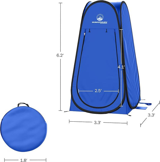 Wakeman Pop Up Changing Tent, 3.3 x 3.3 x 6.2ft, Camping Shower Tent for Portable Toilet Stall or Dressing Room with Carry Bag for Camping, Beach, or Tailgate, Polyester