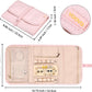 Voova Travel Jewelry Holder Organizer Case, Large Jewelry Storage Bag for Women Girls, Foldable Traveling Jewellery Pouch Roll for Necklaces Rings Earrings Bracelets, Light Pink