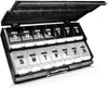 Extra Large Weekly Pill Organizer 2 Times a Day - Remtise Am/Pm Daily Pill Case Medicine Organizer, Push Button 7 Day Pill Box for Pills/Vitamin/Cod Liver Oil/Supplements (Black & White)