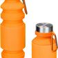 Nefeeko Collapsible Water Bottle, Reuseable BPA Free Silicone Foldable Water Bottles for Travel Gym Camping Hiking, Portable Leak Proof Sports Water Bottle with Carabiner