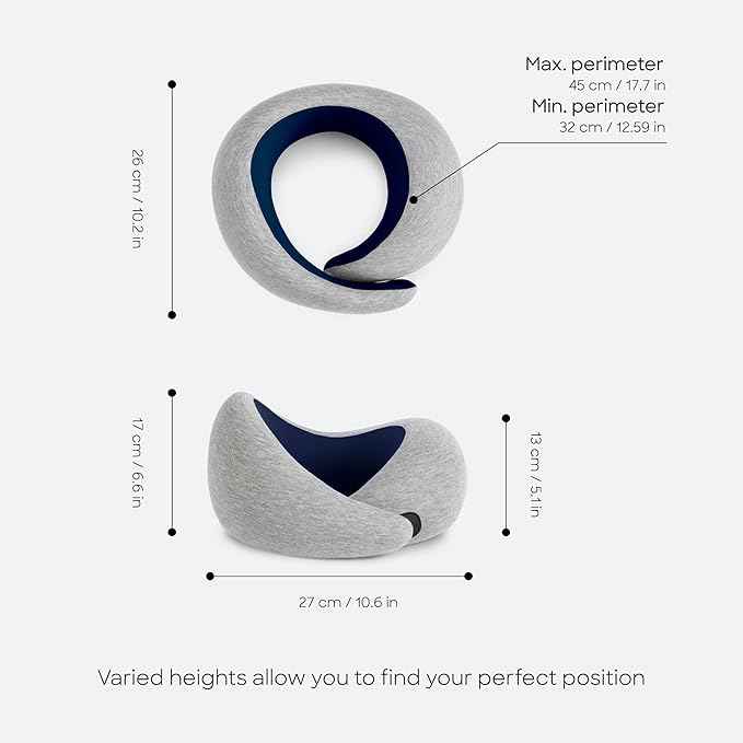 Ostrichpillow Go Neck Pillow, Travel Pillows for Airplanes, Premium Memory Foam Travel Pillow, 360º Ergonomic Design, Asymmetrical Sides, Travel Bag Included, Washable Modal Cover
