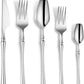 20-Piece Silverware Set for 4,Modern 18/10 Stainless Steel Flatware Set,Unique Rustic Cutlery Utensils Set,Spoon and Fork Set for Home, Restaurant,Wedding,Mirror Polished,Dishwasher Safe