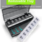 Extra Large Weekly Pill Organizer 2 Times a Day - Remtise Am/Pm Daily Pill Case Medicine Organizer, Push Button 7 Day Pill Box for Pills/Vitamin/Cod Liver Oil/Supplements (Black & White)