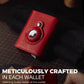 Jenoss Smart AirTag Wallet for Men & Women: Full Grain Leather, Black Pop Up Case, Slim, RFID Blocking, Credit Card Holder Apple Air Tag Tracker Trifold Minimalist 12 Slot ID (Red & Black)