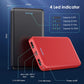 [2 Pack] Portable Charger Power Bank 10000mAh,Ultra Slim Compact External Battery Pack with USB C Input & Dual USB Outputs Backup Charger Compatible with iPhone 13,12, Samsung S20,Tablet-Black+Red