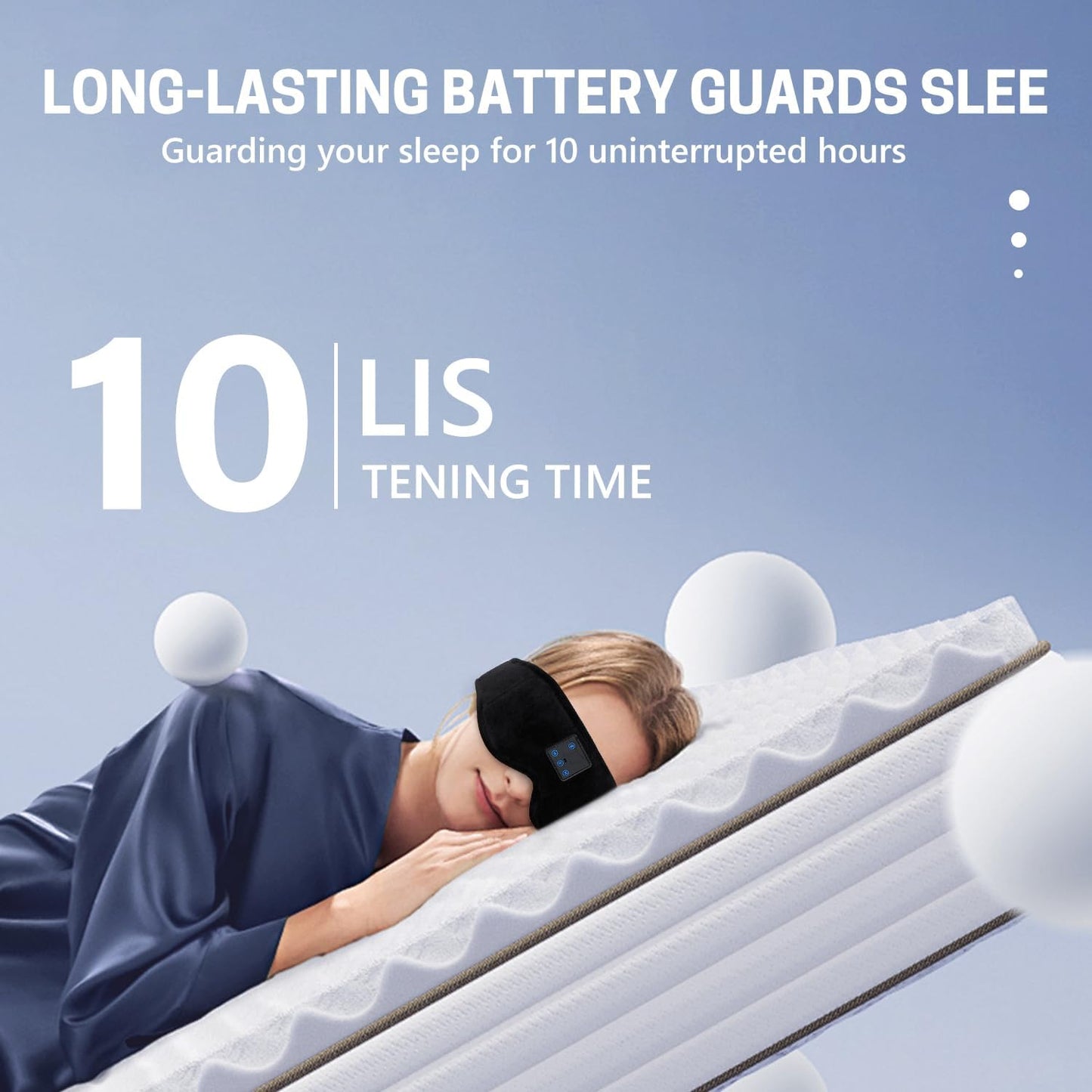 Sleep Mask with Bluetooth Headphones 3D Contour Sleeping Headphones 5.4 Wireless Bluetooth, Ultra-Thin Stereo Speakers Blackout Eye Masks for Men Women Travel Sleep