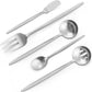 Matte Serving Silverware Set, 5-Piece Round Shared Utensils Set of Stainless Steel, Hostess Flatware Serving Set, Satin Finish, Dishwasher Safe