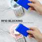 Aluminum Wallet for Men - RFID Protected, Scratch Resistant, Large Capacity, Extra Pocket, Sliding Button, Blue