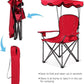 GYMAX Camping Chair, Folding Outdoor Lawn Chair with Canopy, Carry Bag & Cup Holder, Portable Heavy Duty Camp Chair for Outside Travel, Picnic, Beach Soccer Chairs (Red)